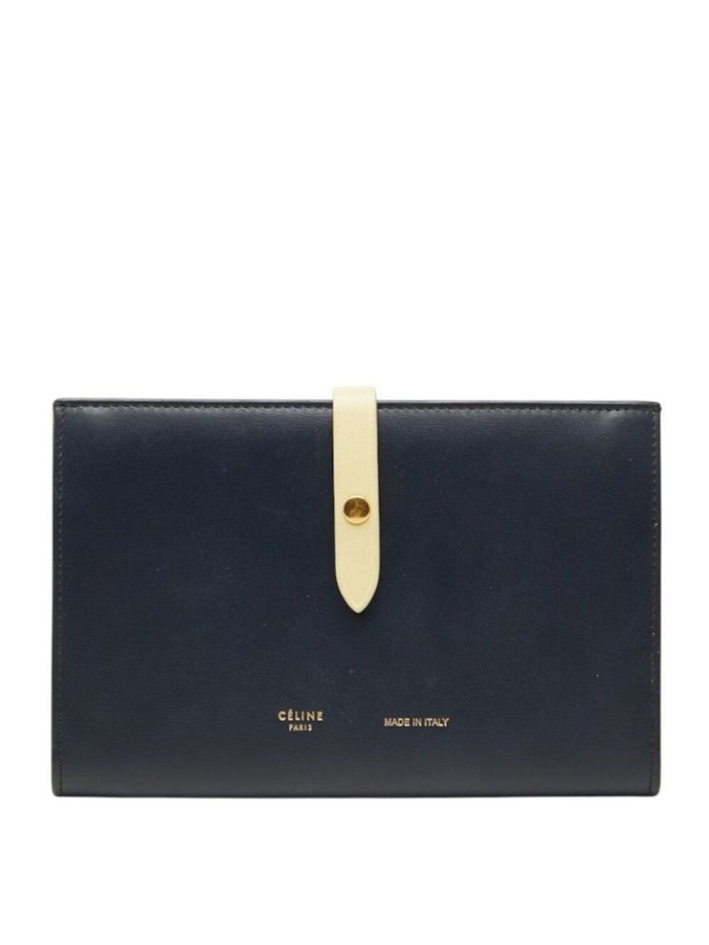 Celine Strap Medium Multi Function Wallet Navy Yellow Leather